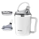 Adult Sippy Cup for Elderly, 13.5 oz, 2 Lids, White