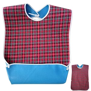 adults bibs dining bibs washable bibs for elderly and disabled leakproof and reusable - checkered pattern