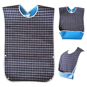 adults bibs dining bibs washable bibs for elderly and disabled leakproof and reusable - checkered pattern