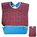 Adults Bibs Dining Bibs Washable Bibs for Elderly and Disabled, Leakproof and Reusable - Checkered Pattern