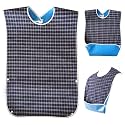 Adults Bibs Dining Bibs Washable Bibs for Elderly and Disabled, Leakproof and Reusable - Checkered Pattern