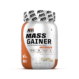 advance musclemass mass gainer powder with innovative scoop on top  715 g protein  2346 g carbs vanilla flavour  pack of 1 kg  22 lb 29 servings