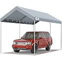 ADVANCE OUTDOOR 10x15 ft Heavy Duty Carport Potable Car Canopy Garage Party Tent Boat Shelter, Adjustable Height from 9.5 ft to 11 ft, Gray