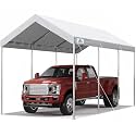 ADVANCE OUTDOOR 10x20 ft Heavy Duty Carport Potable Car Canopy Garage Party Tent Boat Shelter, Adjustable Height from 9.5 ft to 11 ft, White