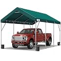 ADVANCE OUTDOOR 12x20 ft Heavy Duty Carport Potable Car Canopy Garage Party Tent Boat Shelter, Adjustable Height from 9.8 ft to 11.3 ft, Green