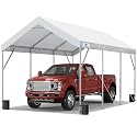 ADVANCE OUTDOOR 12x20 ft Heavy Duty Carport Potable Car Canopy Garage Party Tent Boat Shelter, Adjustable Height from 9.8 ft to 11.3 ft, White