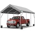 ADVANCE OUTDOOR 12x20 ft Heavy Duty Carport Potable Car Canopy Garage Party Tent Boat Shelter, Adjustable Height from 9.8 ft to 11.3 ft, Gray