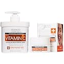 Advanced Clinicals Brightening Vitamin C Body Cream Lotion + Vitamin C &amp; Caffeine Eye Cream Face Moisturizer Skin Care Set For Women, Men, &amp; Dark Spots, 2pc Bundle