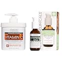 Advanced Clinicals Brightening Vitamin C Cream + 5% Niacinamide Serum W/Hyaluronic Acid 2pc Set | Vitamin C Body Lotion Moisturizer &amp; Dark Spot Remover Face Serum | Skin Care Products, 2pc Bundle