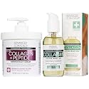 Advanced Clinicals Collagen Peptides Firming Body Lotion Face Cream + Collagen Body Oil Moisturizer 2PC Skin Care Set For Women &amp; Men | Skin Tightening Dry Skin Moisturizing Cream &amp; Massage Oil, 2PC