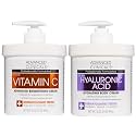 Advanced Clinicals Hyaluronic Acid Moisturzier + Brightening Vitamin C Cream 2pc Skincare Set For Women &amp; Men | Face Moisturizer &amp; Body Cream Helps Improve Look Of Crepey Skin &amp; Uneven Skin Tone, 2pc