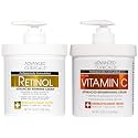 Advanced Clinicals Retinol Body Lotion + Brightening Vitamin C Lotion 2pc Skincare Set For Women &amp; Men | Body Cream &amp; Face Moisturizer Set Helps Improve The Look Of Dark Spots &amp; Uneven Skin Tone, 2PC