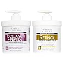 Advanced Clinicals Retinol Cream + Collagen Peptides Body Moisturizer &amp; Face Lotion 2PC Skin Care Set | Dry Skin Body Lotion For Women &amp; Men To Help Improve Appearance Of Crepey Skin, 2PC Bundle
