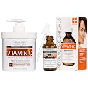 Advanced Clinicals Vitamin C Cream + Vitamin C Serum 2PC Skincare Set | Brightening Body Lotion &amp; Facial Serum For Women &amp; Men Helps Diminish Appearance Of Dark Spots, Wrinkles, &amp; Uneven Skin Tone