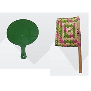 bamboo handicraft handmade natural fan pankha bena for natural cool air organic natural wooden fan -1 amp plastic fan -1- pack of 11