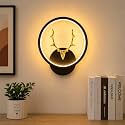 Deer Head Wall Light, Circle Black Gold