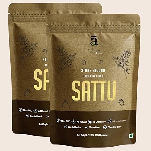 adya organics chana sattu powder 1 kg  stone-ground amp iron-roasted  organic sattu for drinking  high protein gluten-free low gi  traditional bihar sattu 500gm x 2