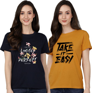 Adyavastram Graphic Print Women Round Neck Multicolor