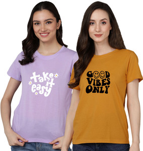 Adyavastram Graphic Print Women Round Neck Multicolor