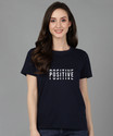 Adyavastram Typography Women Round Neck Blue T-Shirt