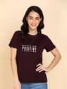Adyavastram Typography Women Round Neck Maroon T-Shirt