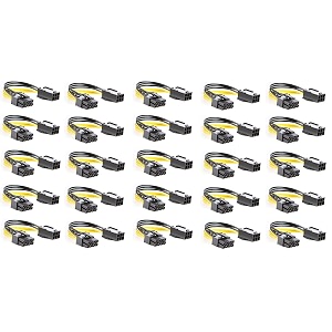 6-pin to 8-pin pcie adapter cable 6-pin to 8-pin pcie express power adapter cable suitable for connecting pci-x card from ati and nvidia for video card pack of 25