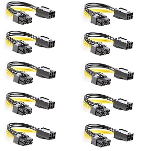 6-pin to 8-pin pcie adapter cable 6-pin to 8-pin pcie express power adapter cable suitable for connecting pci-x card from ati and nvidia for video card pack of 10