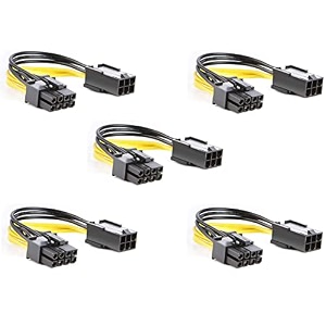 6-pin to 8-pin pcie adapter cable 6-pin to 8-pin pcie express power adapter cable suitable for connecting pci-x card from ati and nvidia for video card pack of 5