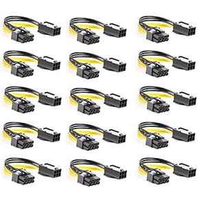 6-pin to 8-pin pcie adapter cable 6-pin to 8-pin pcie express power adapter cable suitable for connecting pci-x card from ati and nvidia for video card pack of 15
