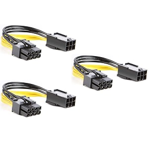 6-pin to 8-pin pcie adapter cable 6-pin to 8-pin pcie express power adapter cable suitable for connecting pci-x card from ati and nvidia for video card pack of 3