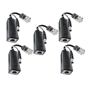power over ethernet adapter poe splitter active 48v to 12v compatible with poe devices poe switches ip camera ip phone poe5 pack of 5