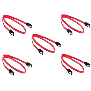 sata sata 3 cable 15gbs 3gbs 6gbs for hard-disk and ssd cable with locking latch pack of 5red