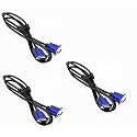 VGA to VGA Cable 1.5 Meter Support PC/Monitor/LCD/LED, Plasma, Projector, TFT. VGA to VGA Converter Adapter Cable (Pack of 3)