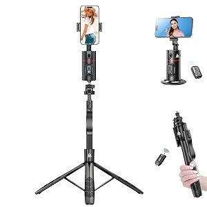 adzoy premium combo of p02 auto face tracking desktop gimbal and adl-l16 selfie stick phone tripod with remote  6034 extendable stand for iphone android camera 360 rotation phone holder stabilizer