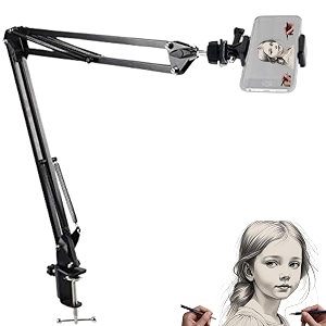 adzoy universal professional 360 rotation overhead suspension arm stand with bracket for 35-115 inch mobile phones and tabs for bakingcraftcalligraphydrawing broadcasting amp recording