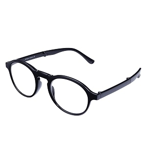 aec slim executive4 unisex reading glasses power full rim stylish round plastic foldable eyeglasses with premium chain cover for men and women