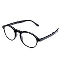 AEC Slim Executive4 Unisex Reading Glasses Power Full Rim Stylish Round Plastic Foldable Eyeglasses with Premium Chain Cover for Men and Women