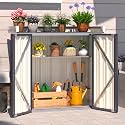AECOJOY Outdoor Storage Cabinet Waterproof with Floor & Adjustable Shelves
