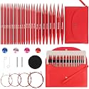Aeelike 13 Pairs Interchangeable Knitting Needles Set 3-10.0mm, Cherry Red