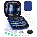 Aeelike 13 Pair Interchangeable Circular Knitting Needles 3-10 mm, Blue