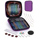 Aeelike 13 Pair Interchangeable Circular Knitting Needles 3-10 mm, Purple