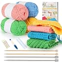 Aeelike Knitting Kit for Beginner Adult, Easy Dishcloth Knit Set, Color C