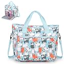 Aeelike Yarn Storage Bag Organizer, Large Crochet Tote Bag, Blue Cat