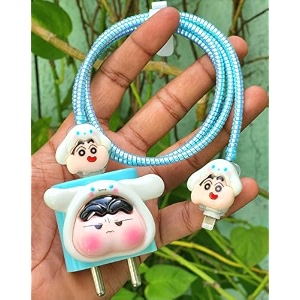 aeetz 3d silicone cartoon design charger casecover with 360 protection suitable for iphone 20w18w adapter with usb-c lightning cable protector angry girl