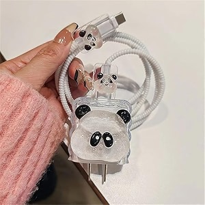 aeetz 3d silicone cartoon design charger casecover with 360 protection suitable for iphone 20w18w adapter with usb-c lightning cable protector kitty