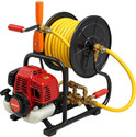 AEGON 4 Stroke Air Cooled Portable Petrol Power Sprayer with 50 Mtr Hose Pipe & Reel Metal Single Swing and Glider with Mist Feature 0.6 L Hose-end Sprayer