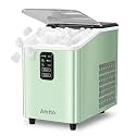 Aeitto Ice Maker Countertop 26lbs/24H, Ice Machine 8 Ice Cubes Ready in 6 Mins, 2 Sizes of Bullet Ice Portable Ice Makers with Basket &amp; Scoop, Auto Self-Cleaning for Home/Kitchen/Office Green