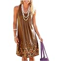 AELSON Womens Summer Casual Sleeveless Mini Printed Vest Dresses