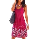 AELSON Womens Summer Casual Sleeveless Mini Printed Vest Dresses