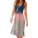 AELSON Womens Summer Casual Sleeveless Mini Printed Vest Dresses